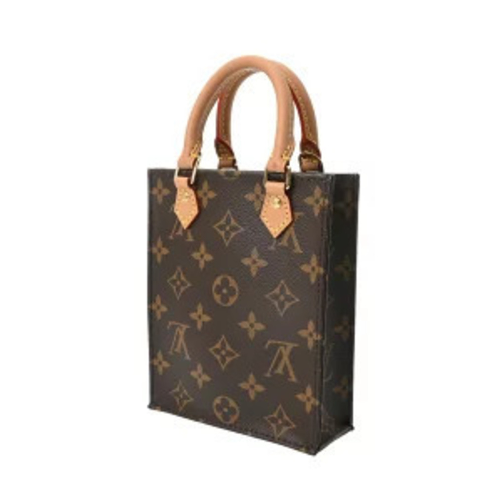 Louis Vuitton Sac Plat Canvas Handbag Monogram Brown Bag